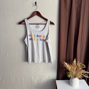 Joyspun Tank Top Size M 8 10 Gray Pride Flag Love For All Graphic Lightweight